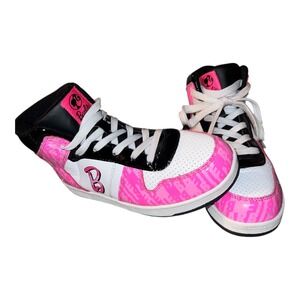 Barbie High Top Sneakers Kids Shoes‎ Pink White Black Logo Accent